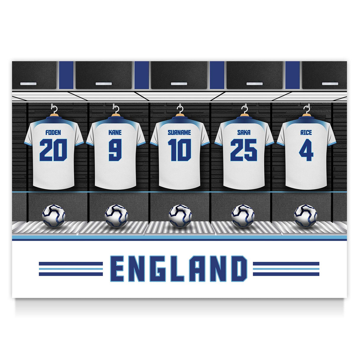 Personalised England Dressing Room Poster