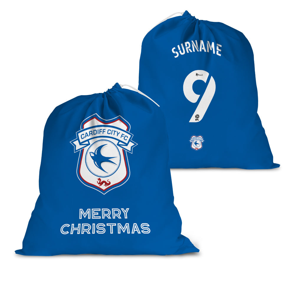 Personalised Cardiff City FC Shirt Santa Sack