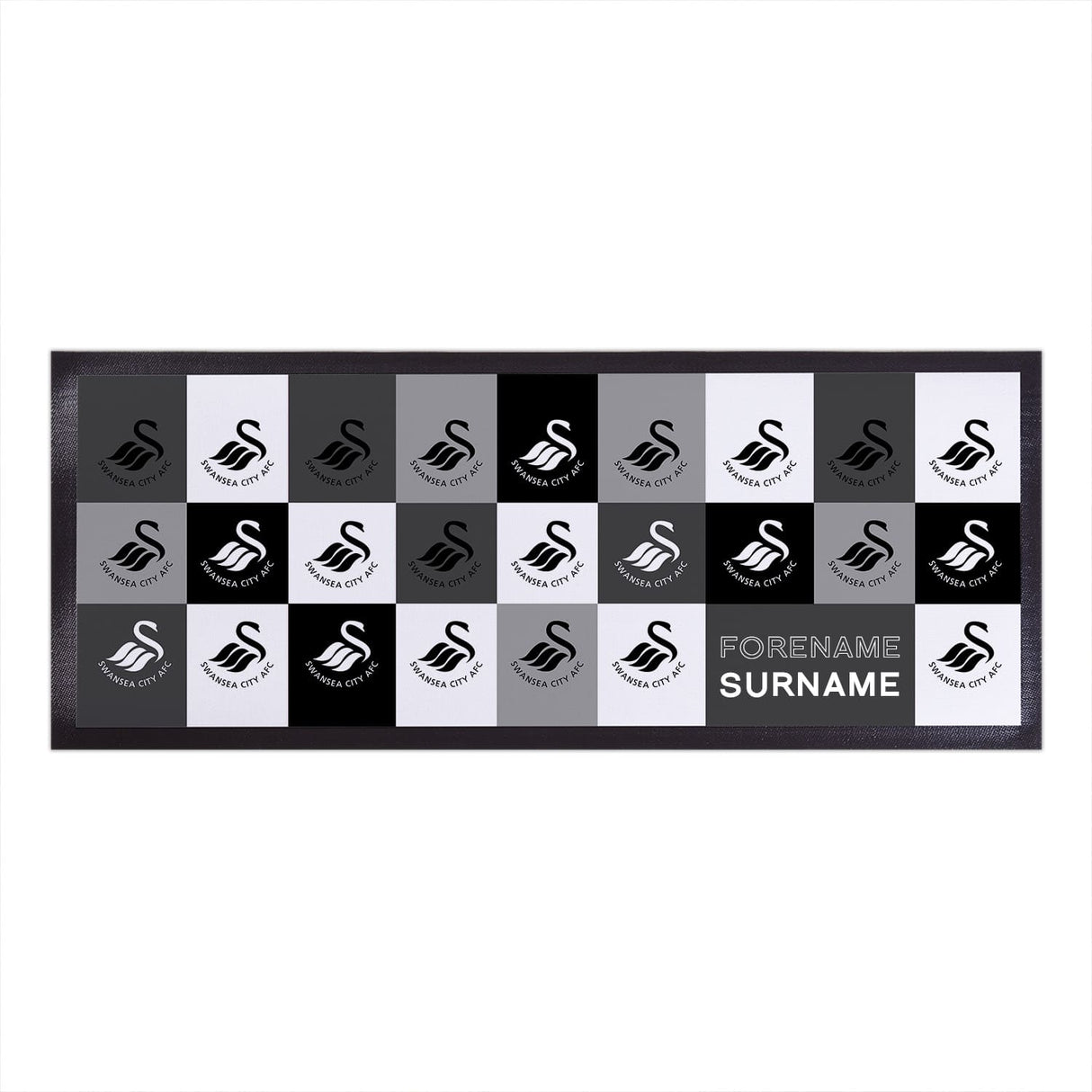 Personalised Swansea City AFC Chequered Bar Runner