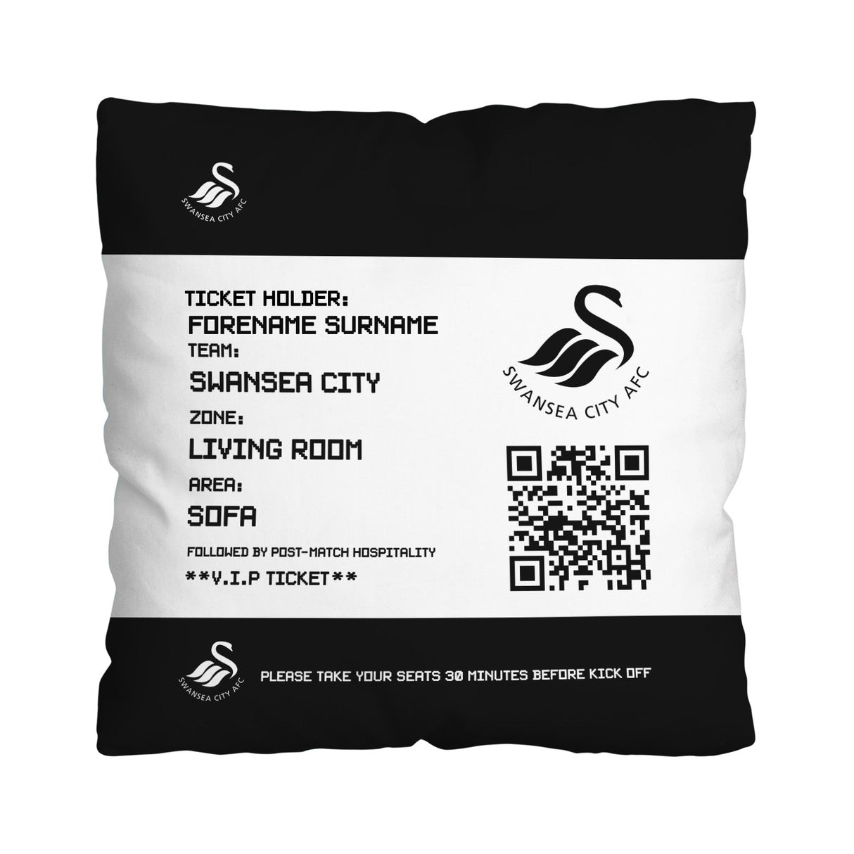 Personalised Swansea City AFC FD Ticket 18" Cushion