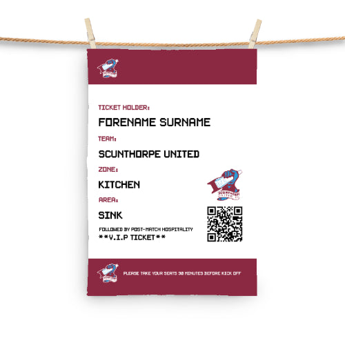 Personalised Scunthorpe United Ticket Tea Towel