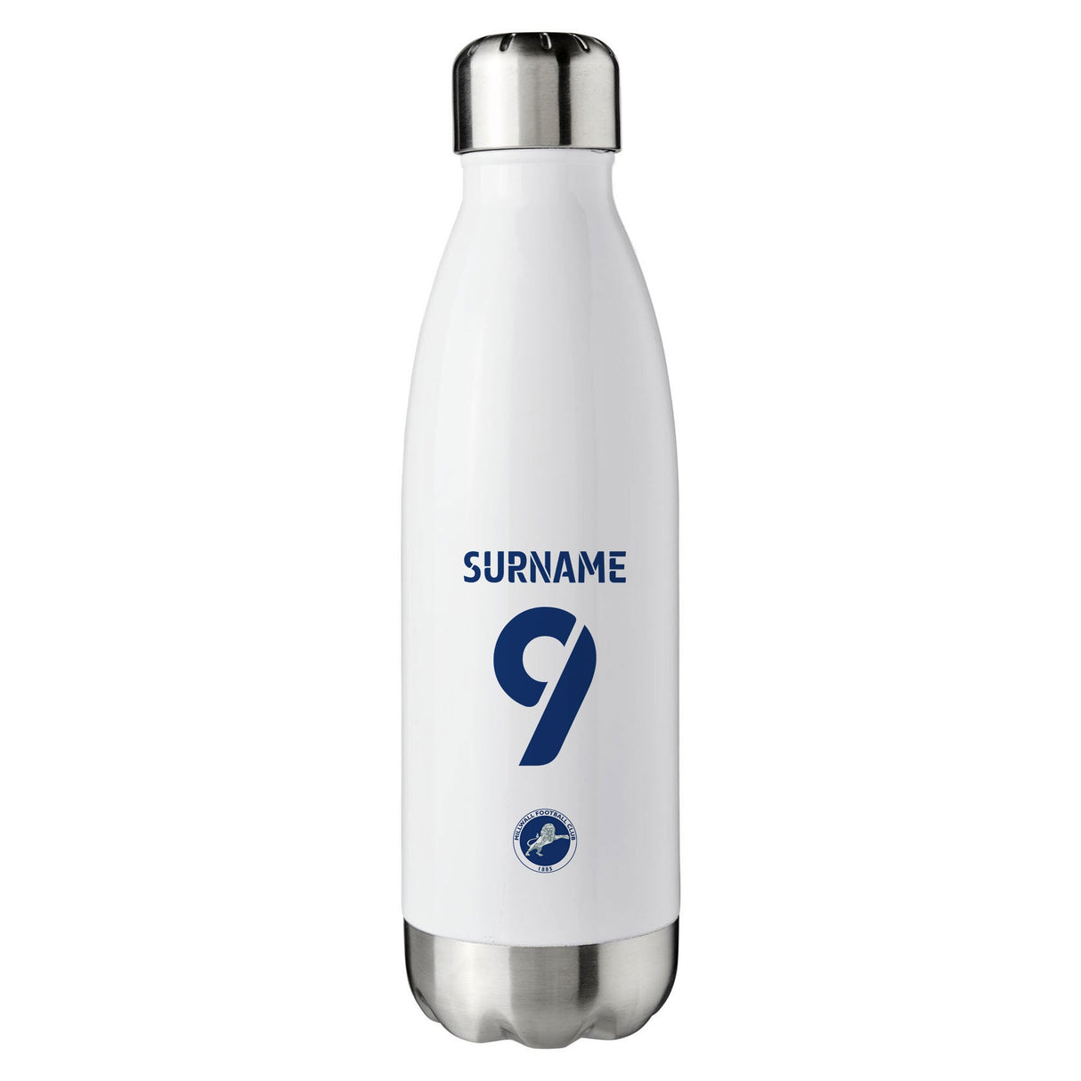 Personalised Millwall FC Back of Shirt Insulated Water Bottle