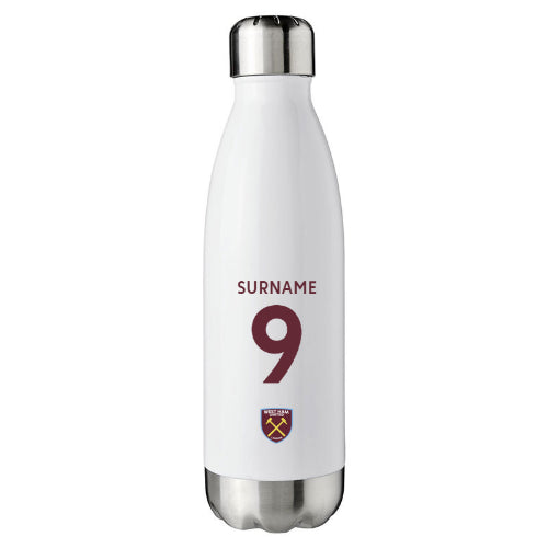 Personalised West Ham United FC Back of Shirt Insulated Water Bottle