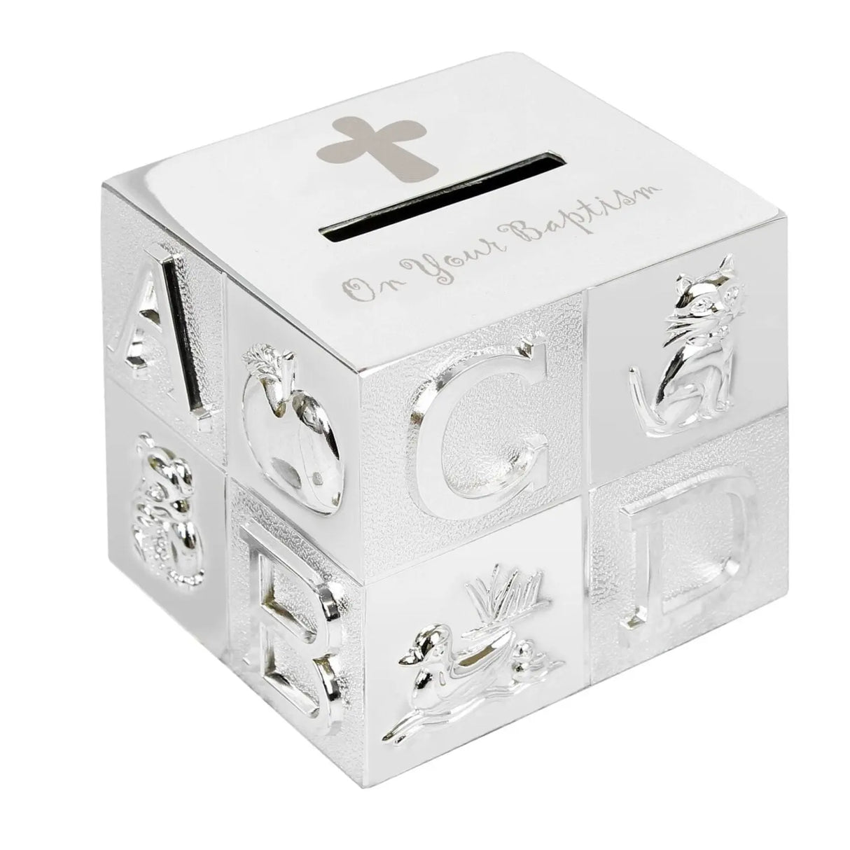 On Your Baptism Silver Plated ABC Money Box - Gift Moments