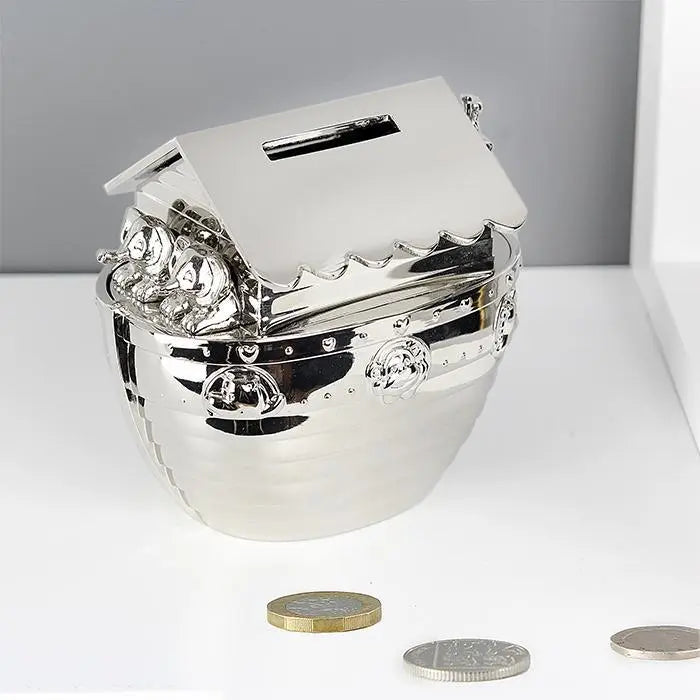 On Your Christening Noah's Ark Silver Money Box - Gift Moments