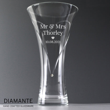Mr & Mrs Hand Cut Diamante Heart Vase - Gift Moments
