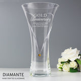 Gold Anniversary Hand Cut Diamante Heart Vase - Gift Moments