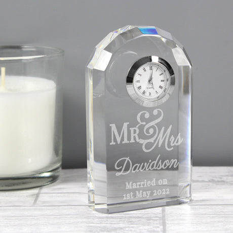 Mr & Mrs Design Crystal Clock - Gift Moments