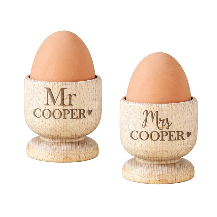 Couples Wooden Egg Cup Set - Gift Moments