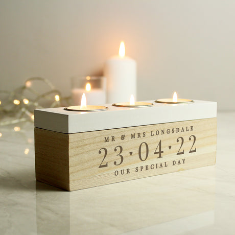 Large Date Triple Tea Light Box - Gift Moments