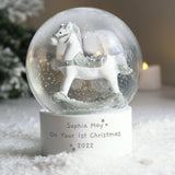 Message Rocking Horse Glitter Snow Globe - Gift Moments