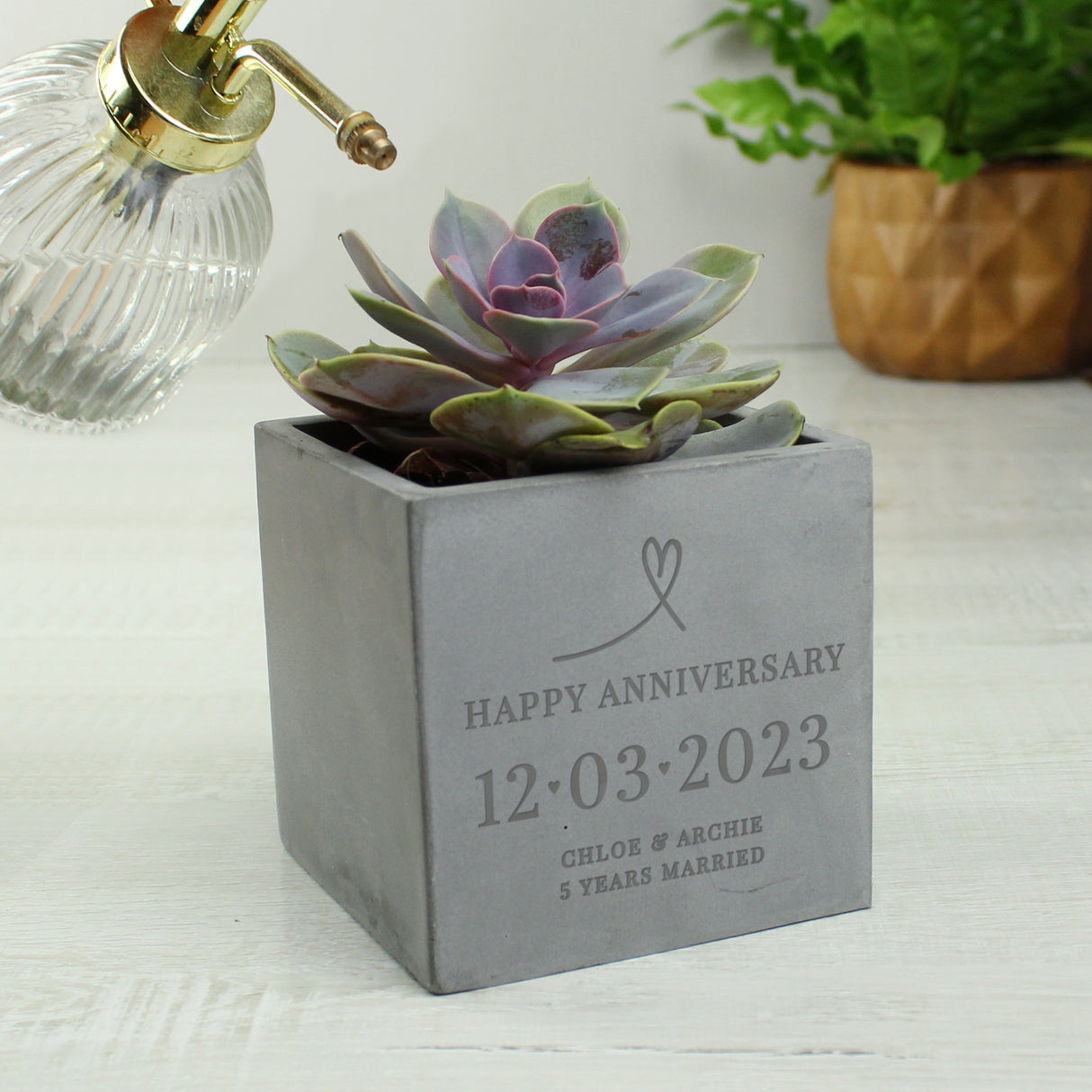 Large Date Concrete Plant Pot - Gift Moments