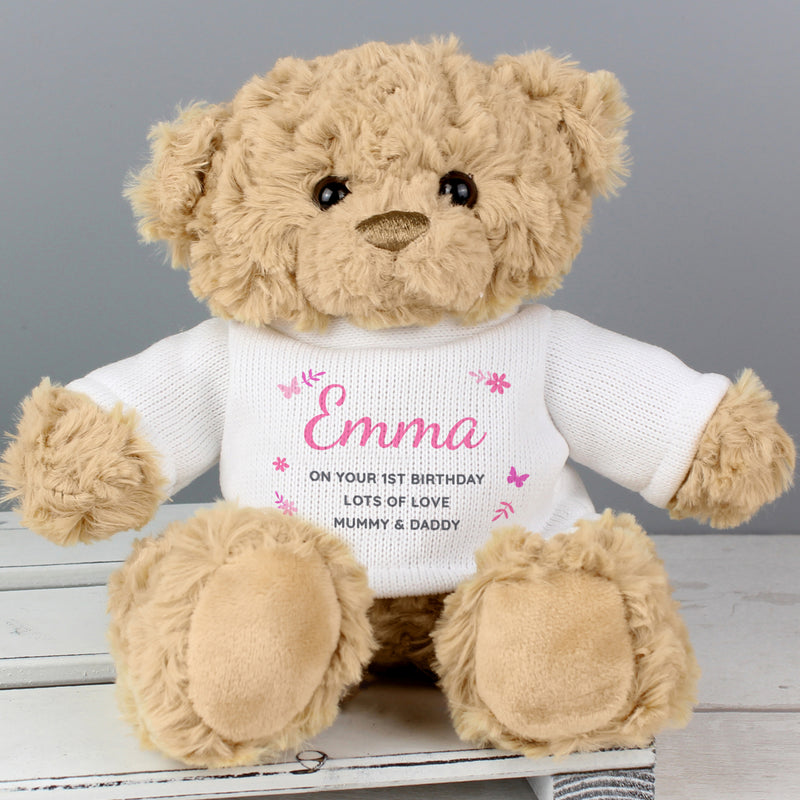 Pink Name & Message Teddy Bear - Gift Moments