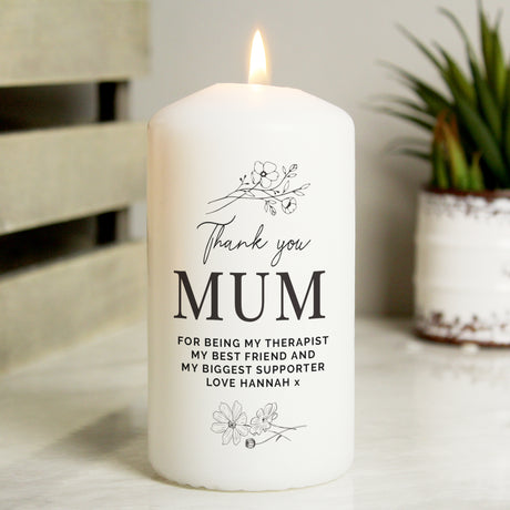 Floral Pillar Candle - Gift Moments