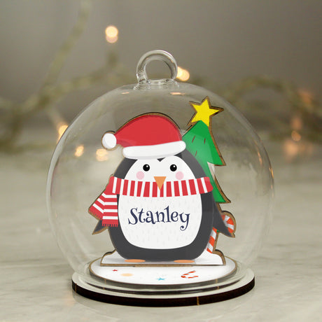 Wooden Penguin Glass Bauble - Gift Moments