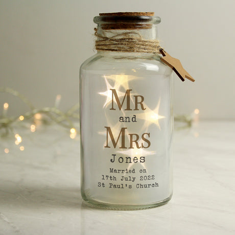Mr & Mrs LED Glass Jar - Gift Moments