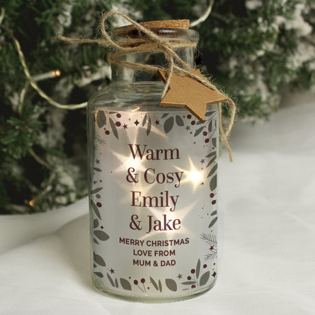 Festive Christmas LED Glass Jar - Gift Moments