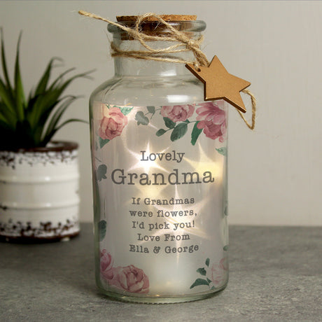 Floral Watercolour LED Glass Jar - Gift Moments