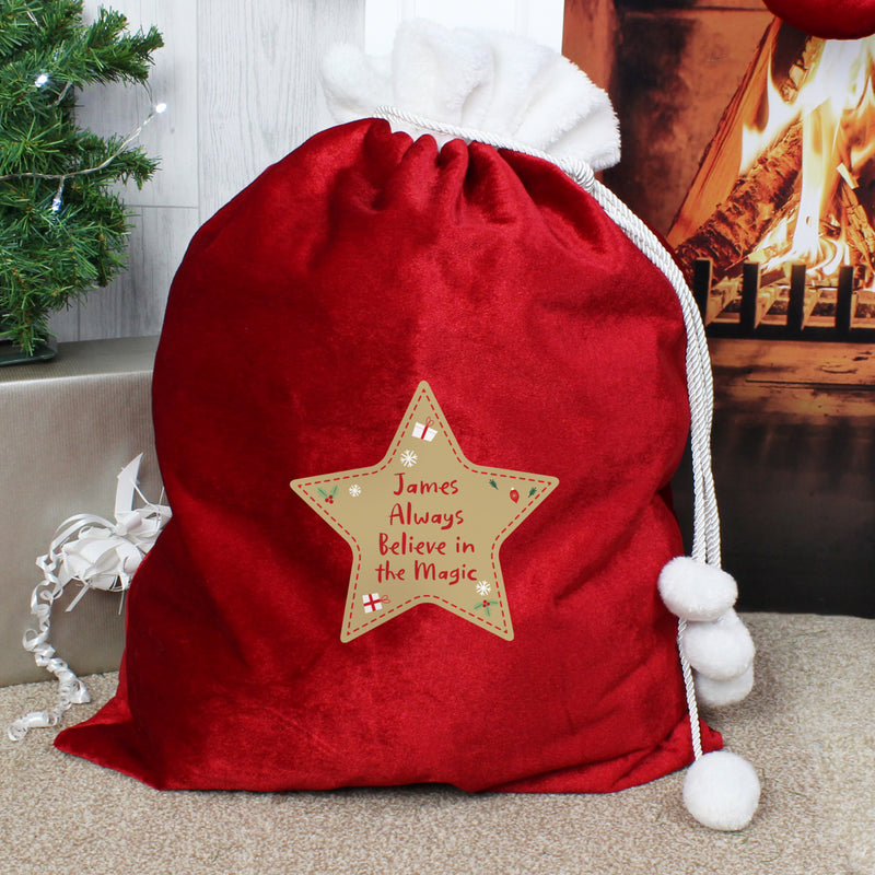 Christmas Star Luxury Red Sack - Gift Moments