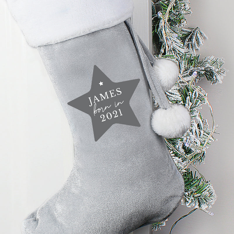 Born In Luxury Silver Grey Stocking - Gift Moments