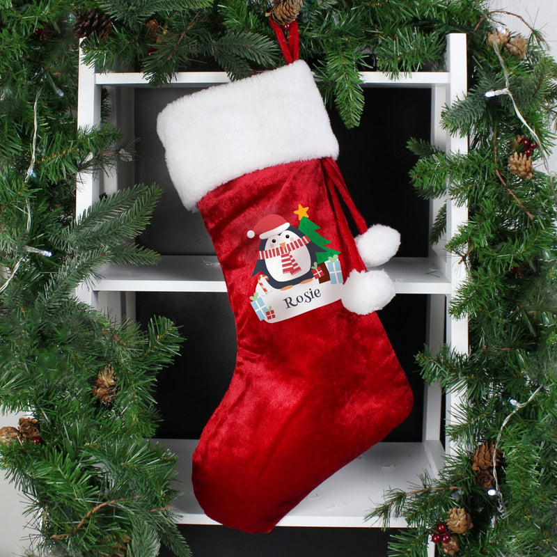 Christmas Penguin Red Stocking - Gift Moments