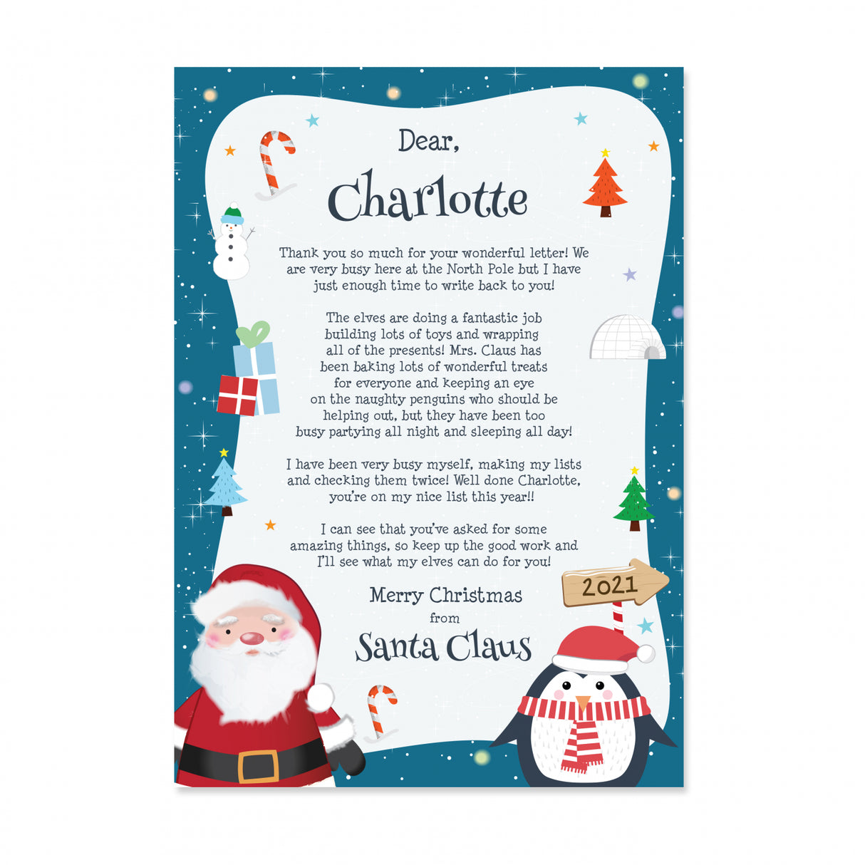 Christmas Penguin Santa Letter - Gift Moments