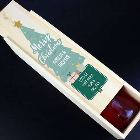 Merry Christmas Wooden Bottle Box - Gift Moments