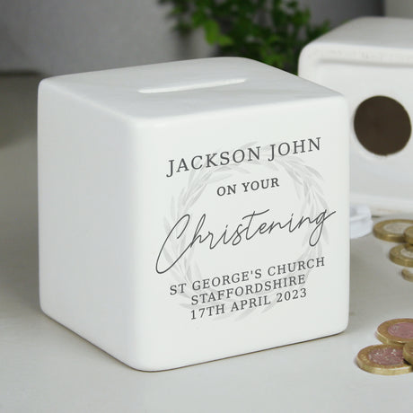 Christening Cube Money Box - Gift Moments