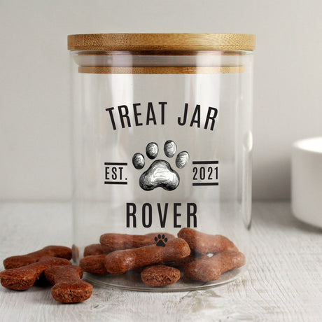 Pet Treats Glass Jar with Bamboo Lid - Gift Moments