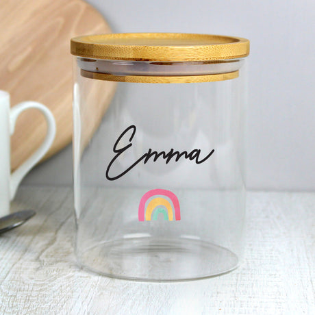 Rainbow Glass Jar with Bamboo Lid - Gift Moments