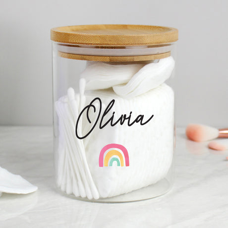 Rainbow Glass Jar with Bamboo Lid - Gift Moments