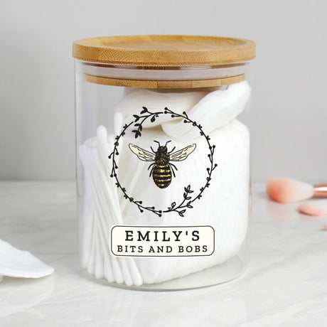 Bee Glass Jar with Bamboo Lid - Gift Moments