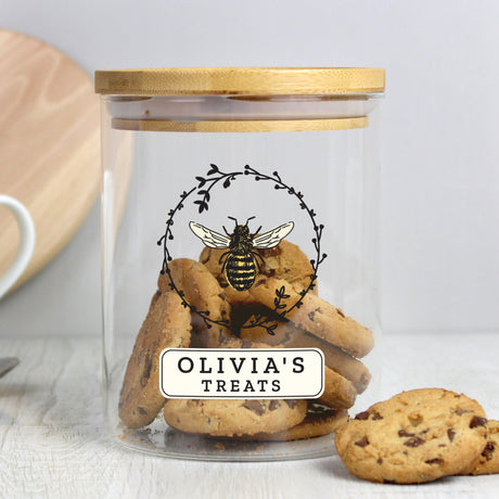 Bee Glass Jar with Bamboo Lid - Gift Moments