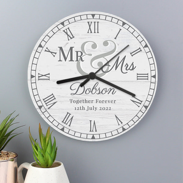Mr & Mrs Wooden Clock - Gift Moments