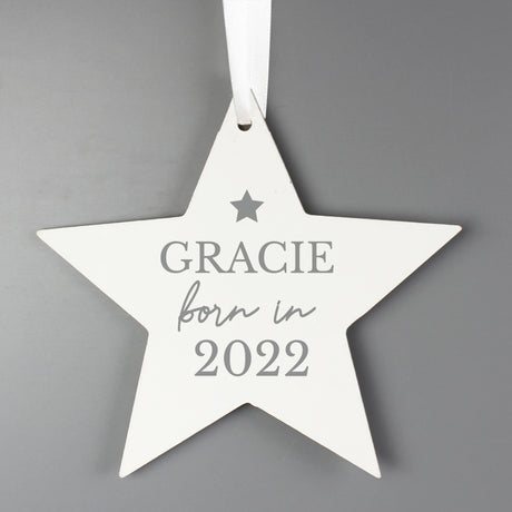 Born In Wooden Star Decoration - Gift Moments