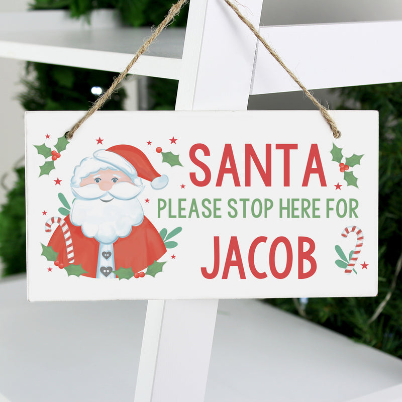 Santa Stop Here Hanging Sign - Gift Moments