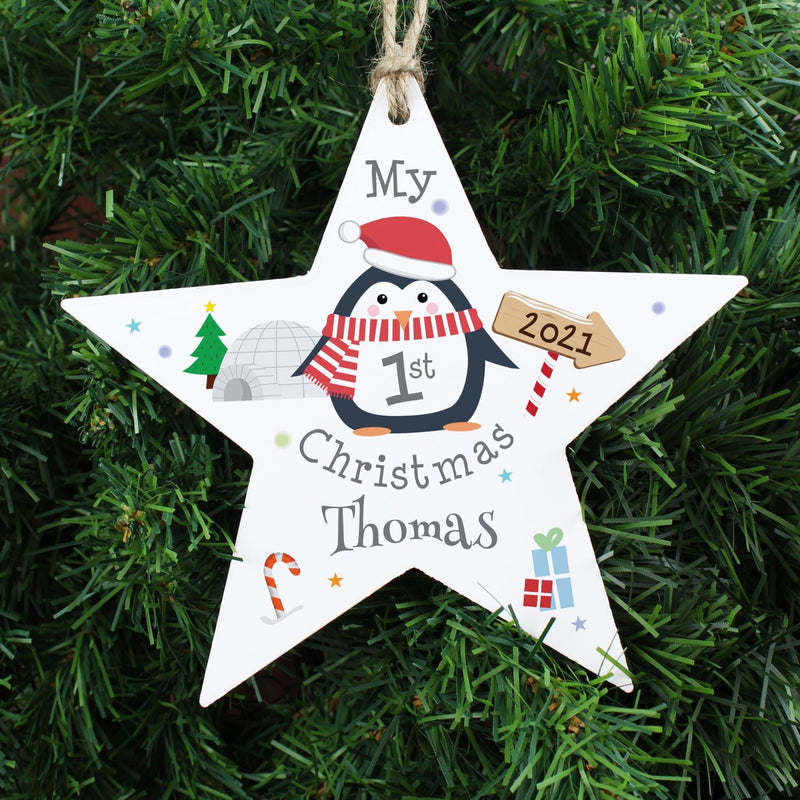 1st Christmas Penguin Star Decoration - Gift Moments