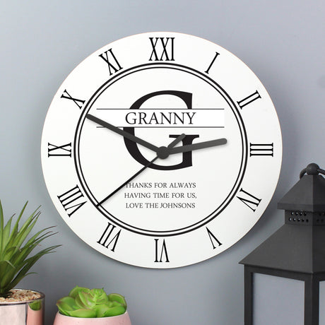 Family Name & Initial Wooden Clock - Gift Moments