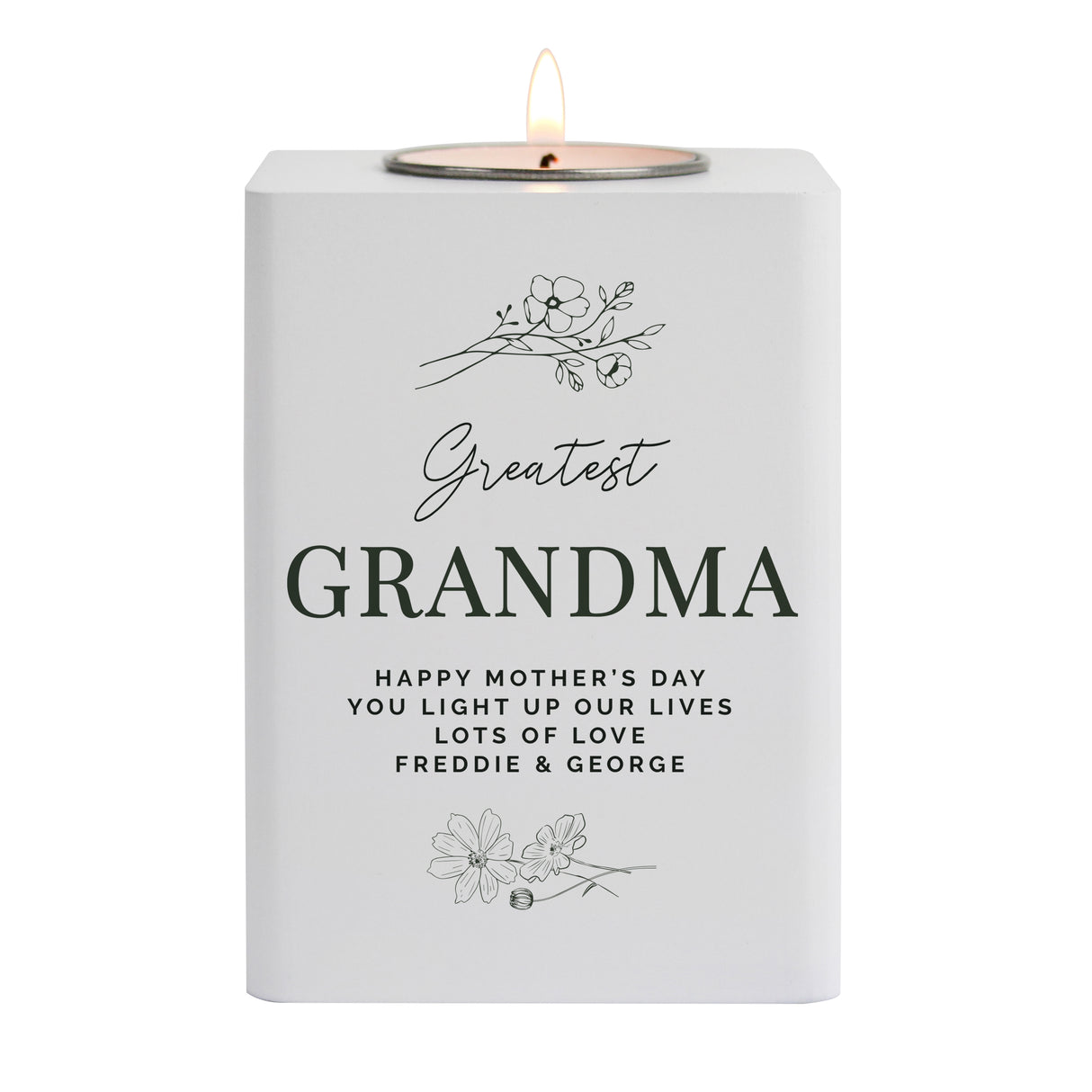 Floral Wooden Tea light Holder - Gift Moments