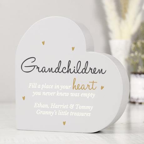 Grandchildren Free Standing Heart Ornament - Gift Moments