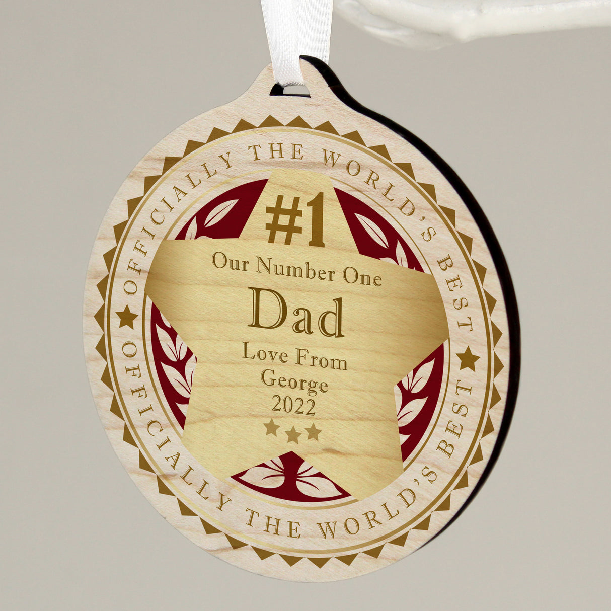 Number 1 Round Wooden Medal - Gift Moments
