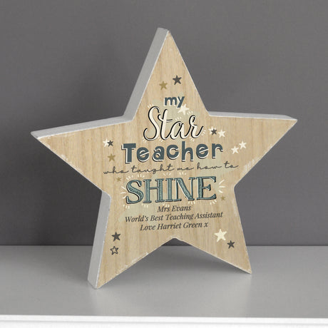 My Star Teacher Wooden Star Decoration - Gift Moments
