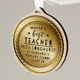 Worlds Best Teacher Wooden Medal - Gift Moments