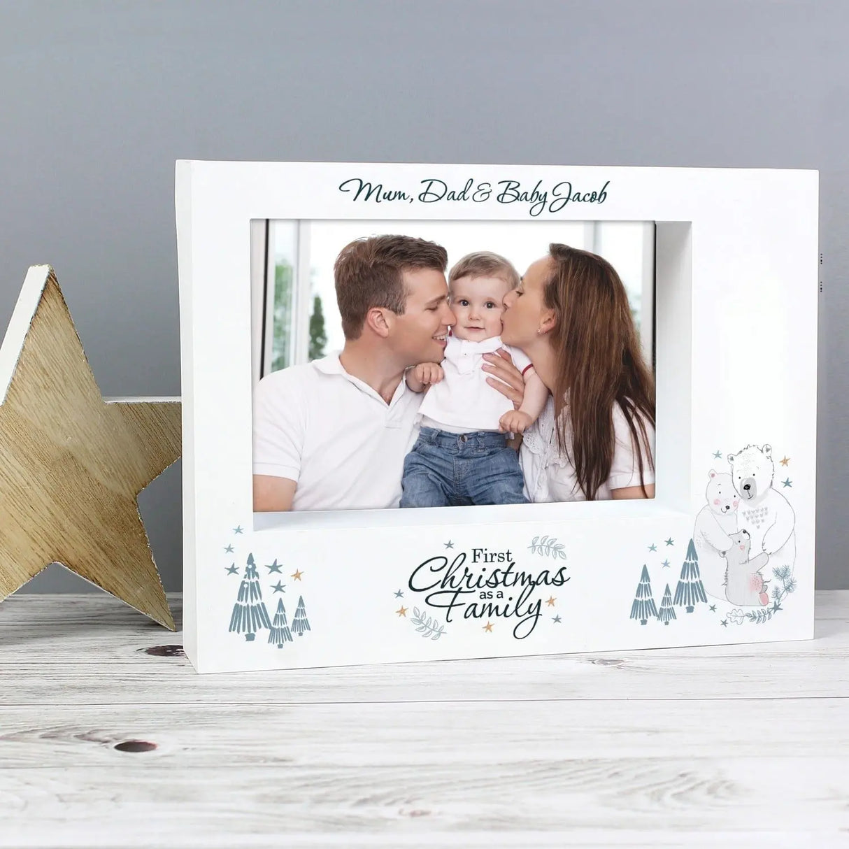 Personalised '1st Christmas As A Family' 7x5 Box Photo Frame - Gift Moments