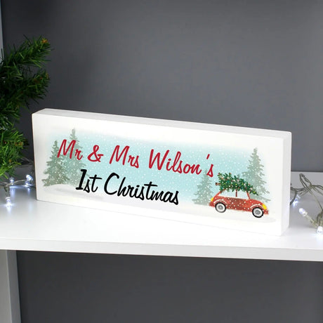Personalised 'Driving Home For Christmas' Wooden Block Sign - Gift Moments