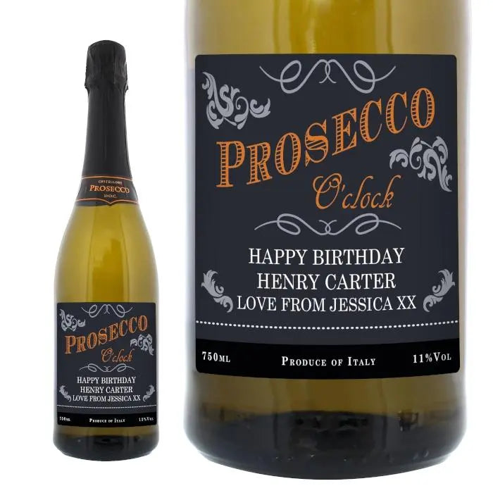 Personalised 'Prosecco O'Clock' Bottle of Prosecco - Gift Moments