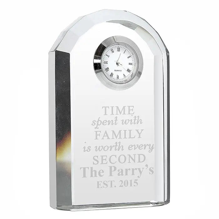 Personalised 'Time spent with Family' Crystal Clock - Gift Moments