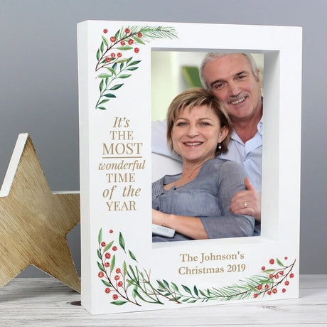 Personalised 'Wonderful Time of The Year Christmas' 7x5 Box Photo Frame - Gift Moments