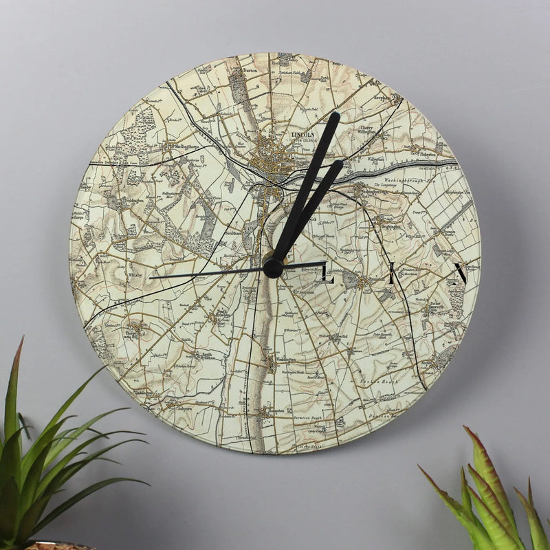 Personalised 1896 - 1904 Revised Glass Map Clock - Gift Moments