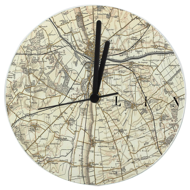 Personalised 1896 - 1904 Revised Glass Map Clock - Gift Moments